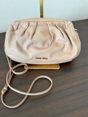 MIU MIU Leather Pleated Crossbody Purse | Gold Hardware | As Is